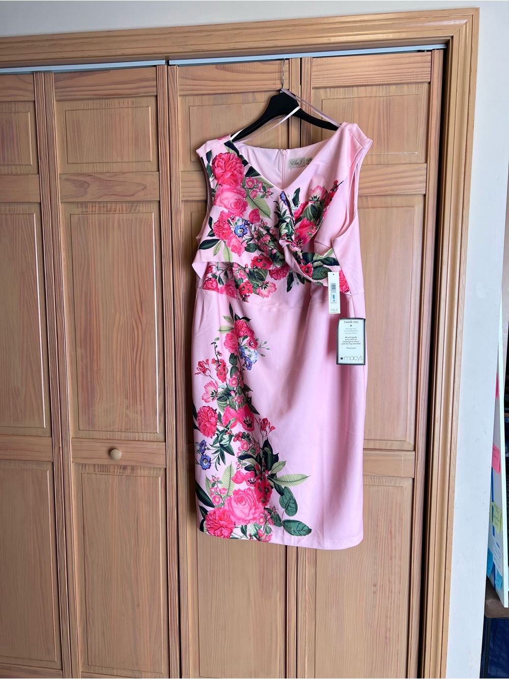 Eliza J 20W Floral Pink Sleeveless Sheath Dress